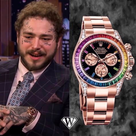 post malone rainbow rolex price|Rolex rainbow daytona celebrity.